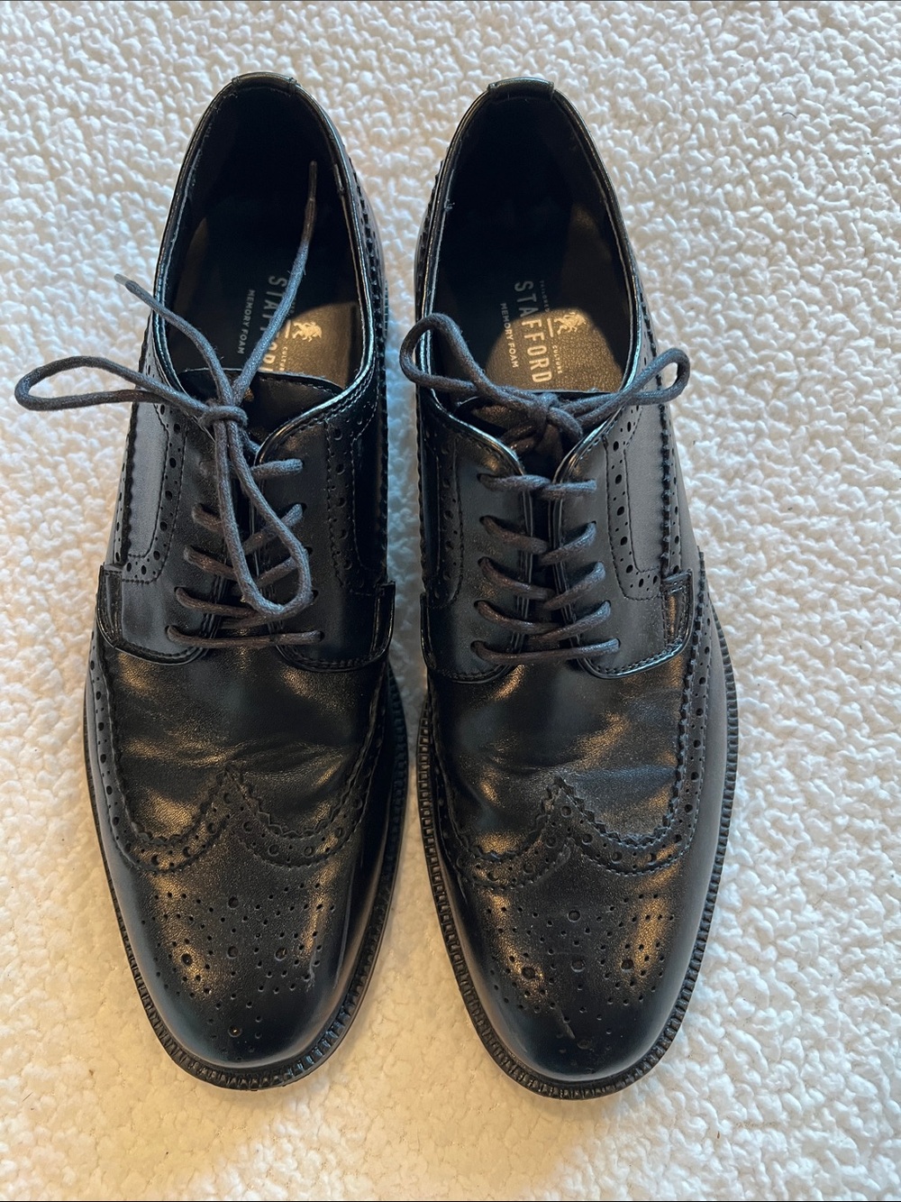 Stafford Black Brogue Wingtip Oxford Shoes
